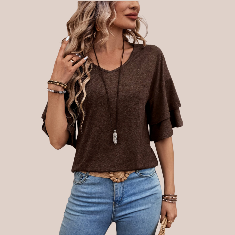 FREYA | V-Neck Flare Sleeve T-Shirt