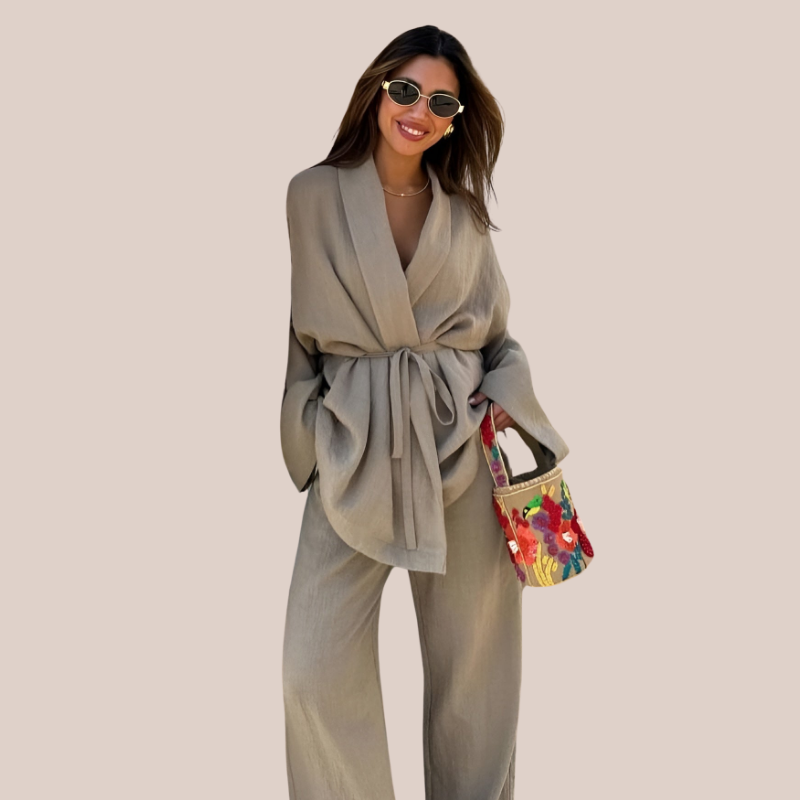 SELIN | Simple and Chic Linen Kimono Set
