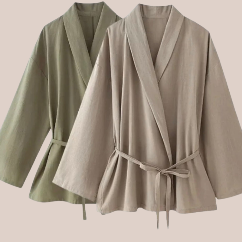 SELIN | Simple and Chic Linen Kimono Set