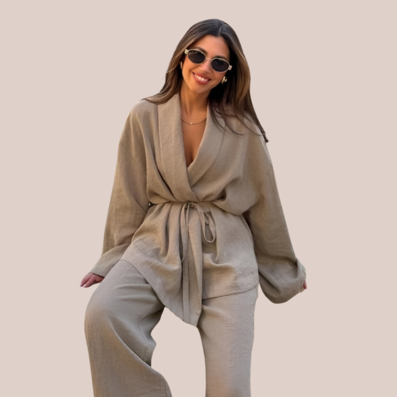 SELIN | Simple and Chic Linen Kimono Set