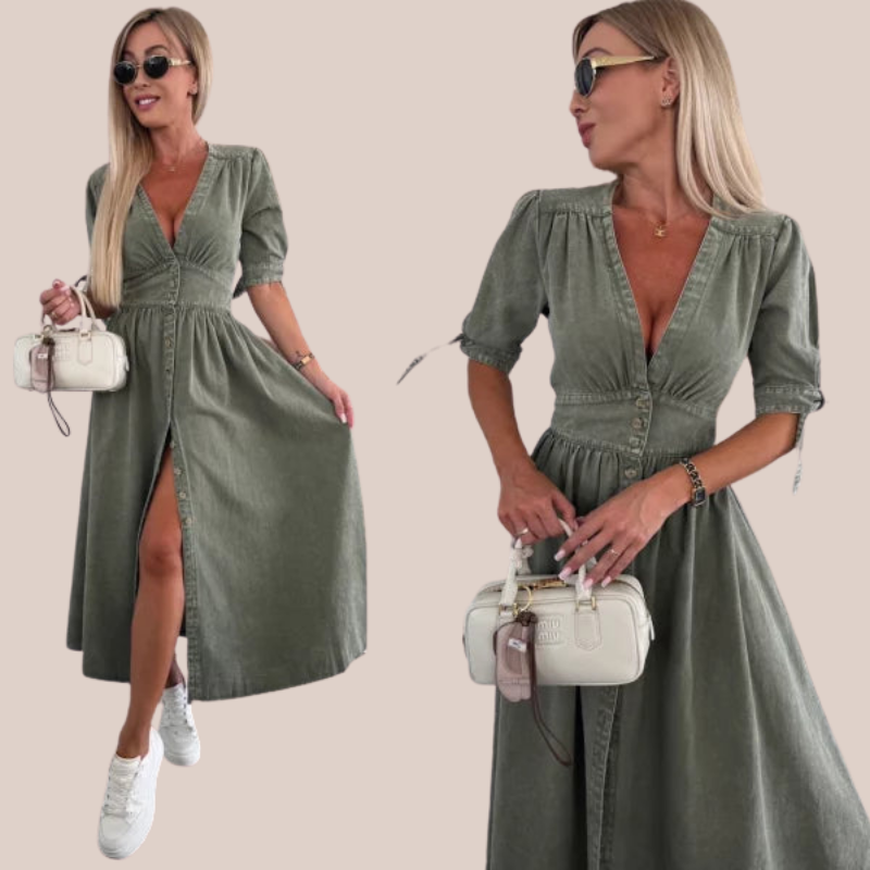 EMILI | Boho Button-Up Midi Dress
