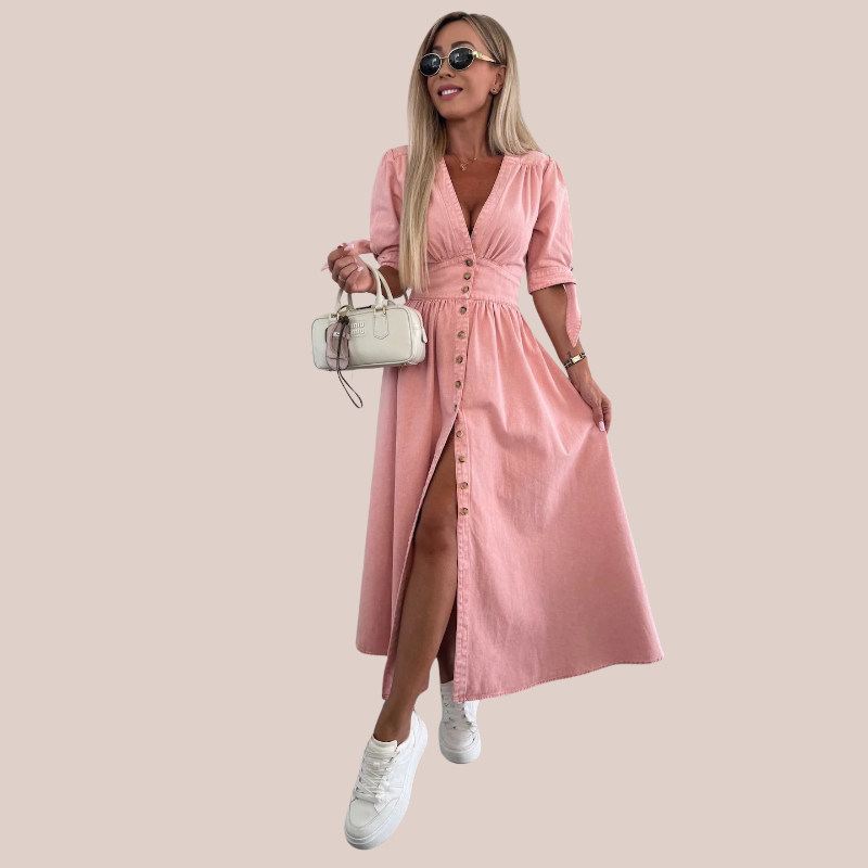 EMILI | Boho Button-Up Midi Dress