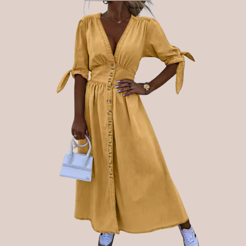 EMILI | Boho Button-Up Midi Dress